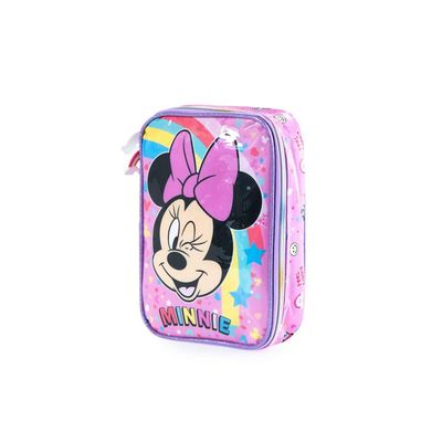 Estojo Escolar Feminino Grande Premium Minnie Rosa G / Rosa