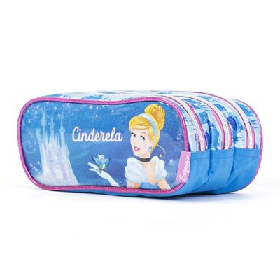 Estojo Escolar Feminino Cinderela Azul U / Azul