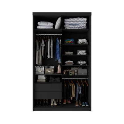 Gaurda-Roupa Solteiro com 1 Espelho Geneve 100% MDF 2 PT 2 GV Preto