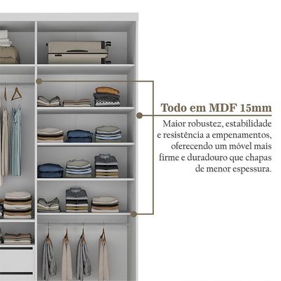Gaurda-Roupa Solteiro com 1 Espelho Geneve 100% MDF 2 PT 2 GV Preto