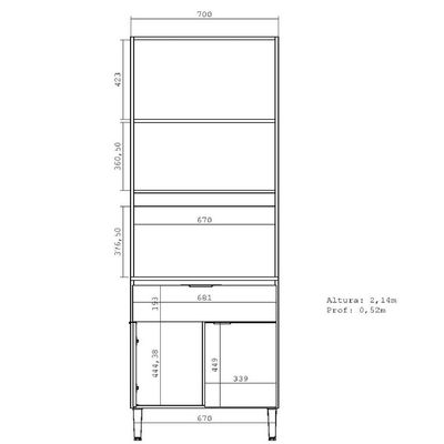 Torre Quente 70 cm 3 Portas 1 Gaveta THB Leticia Branco