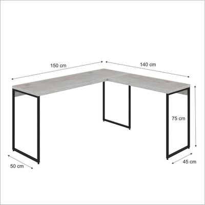 Mesa Em L Dynamica Diretor 150x140x75cm Snow Estrutura preta