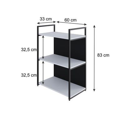 Estante C/03 Prateleiras 84x60x33cm C/fundo Yon Branco Tx/est.preta Branco Tx/est.preta