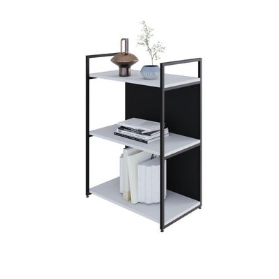 Estante C/03 Prateleiras 84x60x33cm C/fundo Yon Branco Tx/est.preta Branco Tx/est.preta