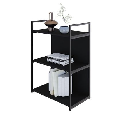 Estante C/03 Prateleiras 84x60x33cm C/fundo Yon Preto Tx/est.preta Preto Tx/est.preta