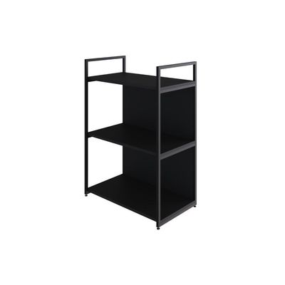 Estante C/03 Prateleiras 84x60x33cm C/fundo Yon Preto Tx/est.preta Preto Tx/est.preta