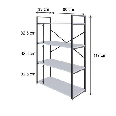Estante C/04 Prateleiras 118x80x33cm Yon Branco Tx/est.preta Branco Tx/est.preta