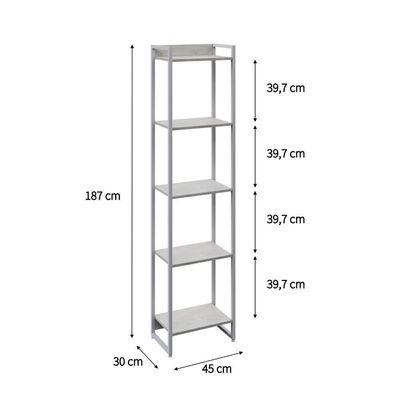 Estante Dynamica 45x30x187cm C/05 Prateleiras Snow / Est.branca Snow / Est.branca