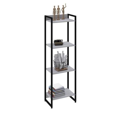 Estante Dynamica 45x30x146cm C/04 Prateleiras Branco Chess / Est.preta Branco Chess / Est.preta