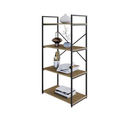Estante C/04 Prateleiras 118x60x33cm Yon Vermont Oak/est.preta Vermont Oak/est.preta