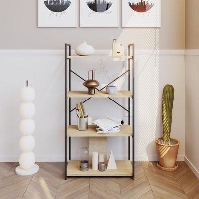 Estante C/04 Prateleiras 118x60x33cm Yon Vermont Oak/est.preta Vermont Oak/est.preta