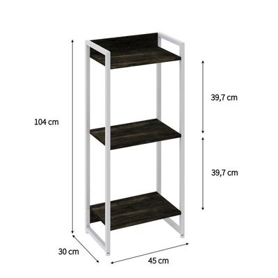 Estante Dynamica 45x30x104cm C/03 Prateleiras Carvalho Dark / Est.branca Carvalho Dark / Est.branca