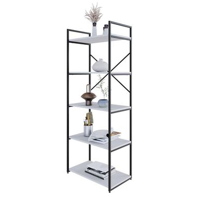 Estante C/05 Prateleiras 152x60x33cm Yon Branco Tx/est.preta Branco Tx/est.preta