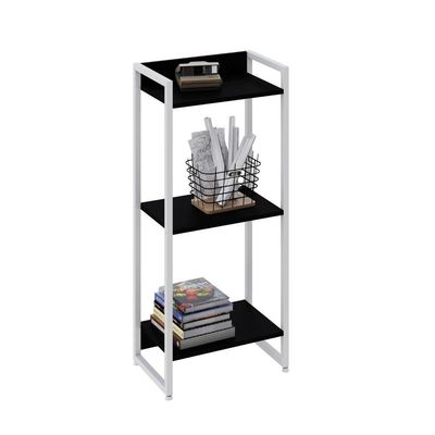 Estante Dynamica 45x30x104cm C/03 Prateleiras Preto ônix / Est.branca Preto ônix / Est.branca
