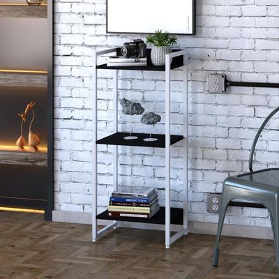 Estante Dynamica 45x30x104cm C/03 Prateleiras Preto ônix / Est.branca Preto ônix / Est.branca