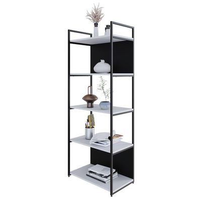 Estante C/05 Prateleiras 152x60x33cm C/fundo Yon Branco Tx/est.preta Branco Tx/est.preta