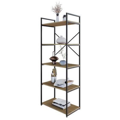 Estante C/05 Prateleiras 152x60x33cm Yon Vermont Oak/est.preta Vermont Oak/est.preta
