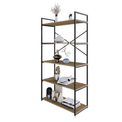 Estante C/05 Prateleiras 152x80x33cm Yon Vermont Oak/est.preta Vermont Oak/est.preta