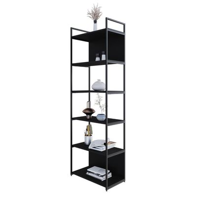 Estante Alta C/06 Prateleiras 185x60x33cm C/fundo Yon Preto Tx/est.preta Preto Tx/est.preta