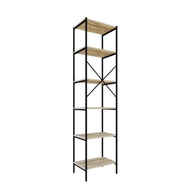 Estante C/06 Prateleiras 186x45x33cm Tub Tueh1846 Carvalho - Est.preta Carvalho / Est.preta