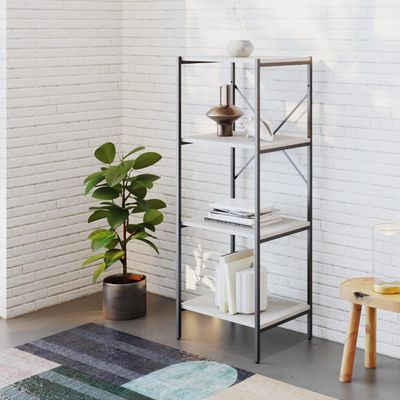 Estante C/04 Prateleiras 118x45x33cm Tub Tueh1144 Snow - Est.preta Snow / Est.preta
