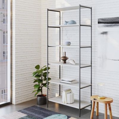 Estante C/06 Prateleiras 186x80x33cm Tub Tueh1886 Snow - Est.preta Snow / Est.preta