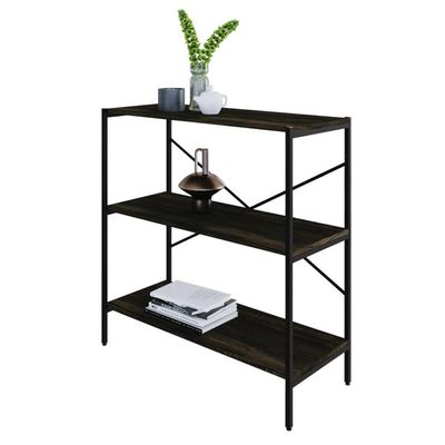 Estante C/03 Prateleiras 84x80x33cm Tub Tueh883 Carvalho Dark - Est.preta Carvalho Dark / Est.preta