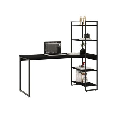 Mesa C/estante Alta 150x64x147cm Com 04 Prateleiras Preto ônix / Est.preta