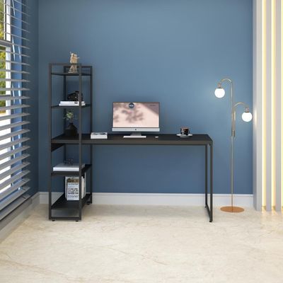 Mesa C/estante Alta 150x64x147cm Com 04 Prateleiras Preto ônix / Est.preta