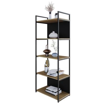 Estante C/05 Prateleiras 152x60x33cm C/fundo Yon Vermont Oak/est.preta Vermont Oak/est.preta