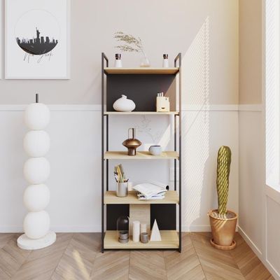 Estante C/05 Prateleiras 152x60x33cm C/fundo Yon Vermont Oak/est.preta Vermont Oak/est.preta