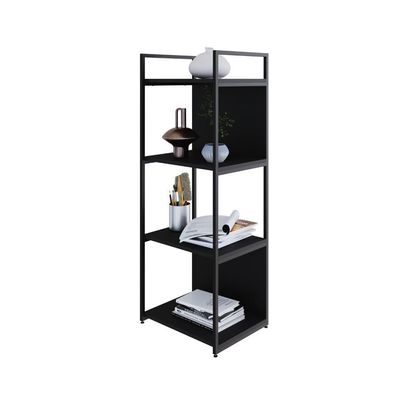 Estante C/04 Prateleiras 118x45x33cm C/fundo Yon Preto Tx/est.preta Preto Tx/est.preta