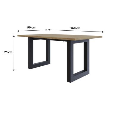 Mesa De Jantar Bronx R 160x90x77cm Brmj9160r Vermont Oak - Est.preta