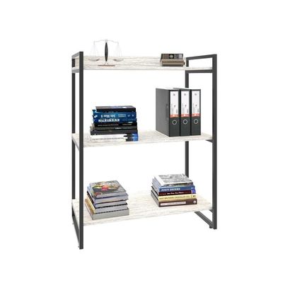 Estante Kuadra 80x40x104cm C/03 Prateleiras Snow / Est.preta Snow / Est.preta