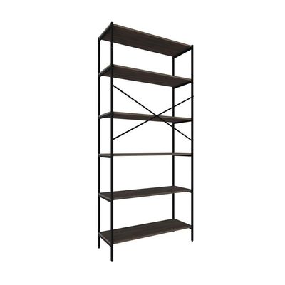 Estante C/06 Prateleiras 186x80x33cm Tub Tueh1886 Nogal - Est.preta Nogal / Est.preta