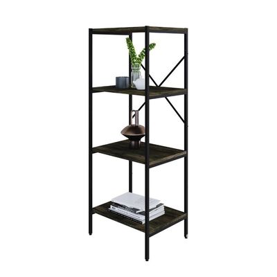 Estante C/04 Prateleiras 118x45x33cm Tub Tueh1144 Carvalho Dark - Est.preta Carvalho Dark / Est.preta