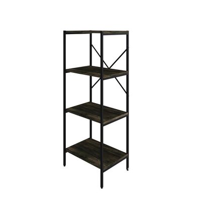 Estante C/04 Prateleiras 118x45x33cm Tub Tueh1144 Carvalho Dark - Est.preta Carvalho Dark / Est.preta