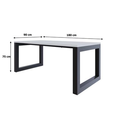 Mesa De Jantar Bronx 180x90x77cm Brmj9180 Branco Tx - Est.preta Branco Tx/est.preta