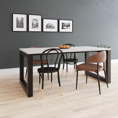 Mesa De Jantar Bronx 180x90x77cm Brmj9180 Branco Tx - Est.preta Branco Tx/est.preta