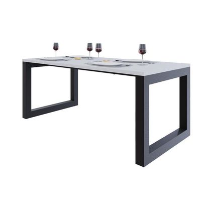 Mesa De Jantar Bronx 180x90x77cm Brmj9180 Branco Tx - Est.preta Branco Tx/est.preta
