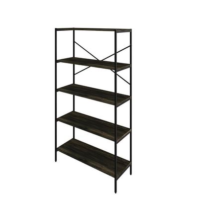 Estante C/05 Prateleiras 152x80x33cm Tub Tueh1585 Carvalho Dark - Est.preta Carvalho Dark / Est.preta
