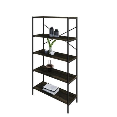 Estante C/05 Prateleiras 152x80x33cm Tub Tueh1585 Carvalho Dark - Est.preta Carvalho Dark / Est.preta