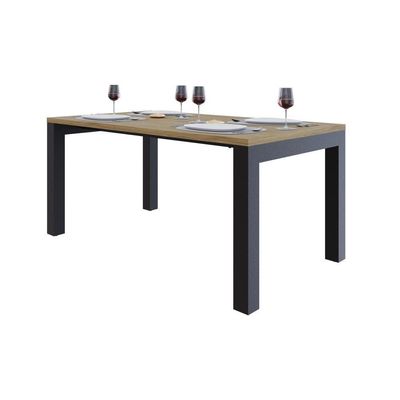 Mesa De Jantar Bronx U 160x90x77cm Brmj9160u Vermont Oak - Est.preta Vermont Oak/est.preta