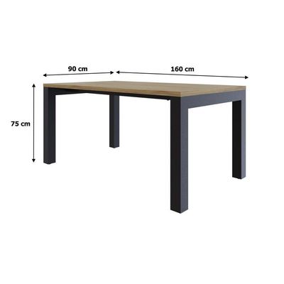 Mesa De Jantar Bronx U 160x90x77cm Brmj9160u Vermont Oak - Est.preta Vermont Oak/est.preta