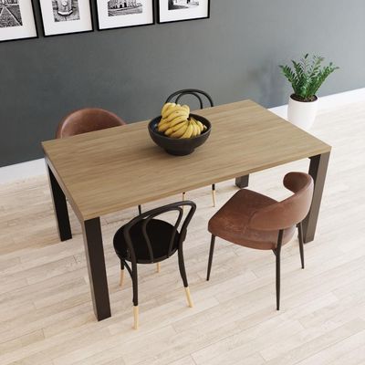 Mesa De Jantar Bronx U 160x90x77cm Brmj9160u Vermont Oak - Est.preta Vermont Oak/est.preta