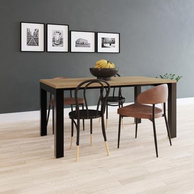 Mesa De Jantar Bronx U 160x90x77cm Brmj9160u Vermont Oak - Est.preta Vermont Oak/est.preta