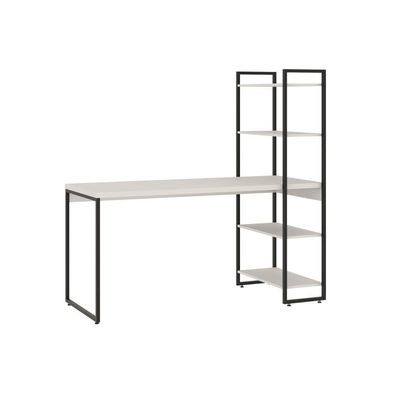Mesa C/estante Alta 150x64x147cm C/04 Prateleiras Branco Chess / Est.preta