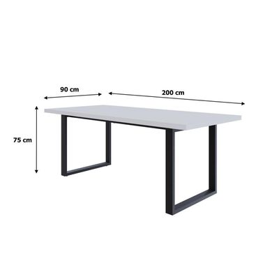 Mesa De Jantar Queens R 200x90x77cm Qemj9200r Branco Tx - Est.preta Branco Tx/est.preta