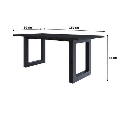 Mesa De Jantar Bronx R 180x90x77cm Brmj9180r Preto Tx - Est.preta Preto Tx/est.preta
