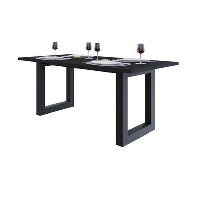 Mesa De Jantar Bronx R 180x90x77cm Brmj9180r Preto Tx - Est.preta Preto Tx/est.preta